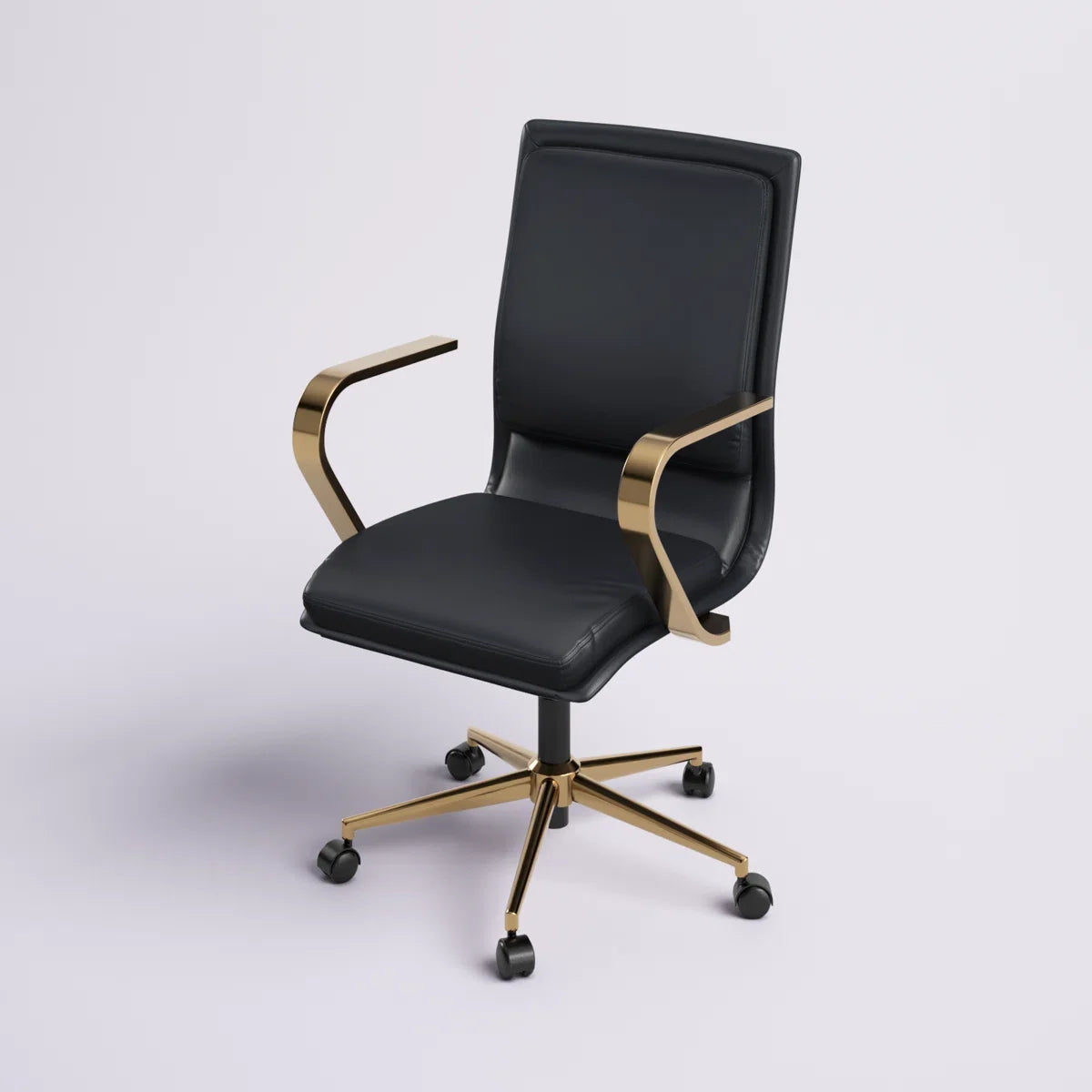 Mid-Back Designer Upholstered Swivel Executive Office Chair with Armrests