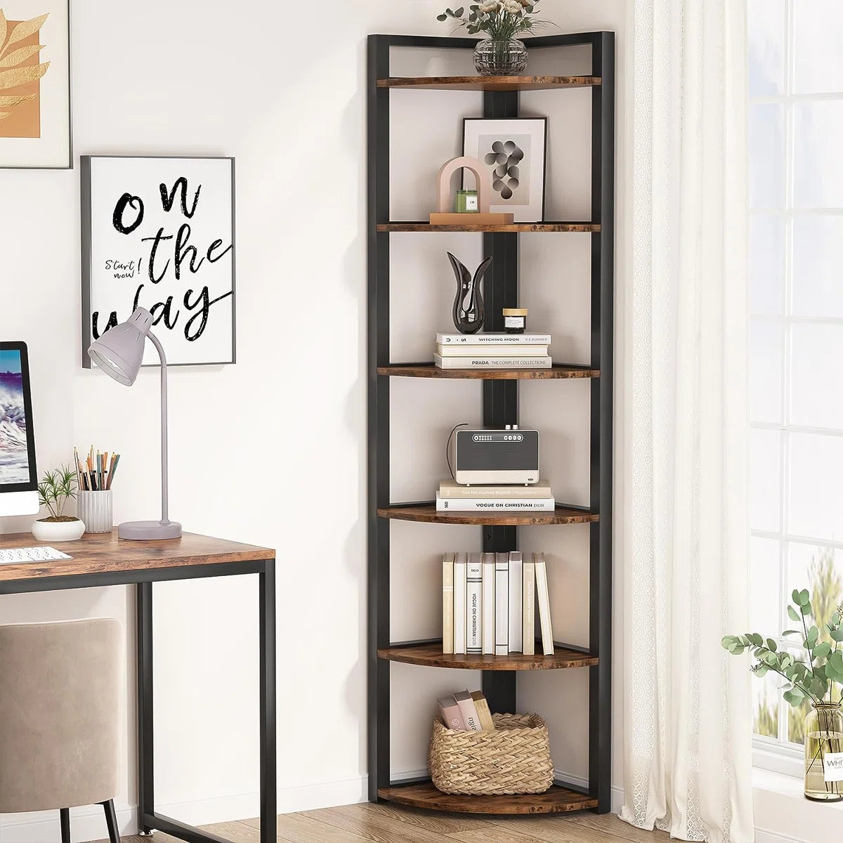 Melahat 70.86" H x 15.75" W Steel Corner Bookcase