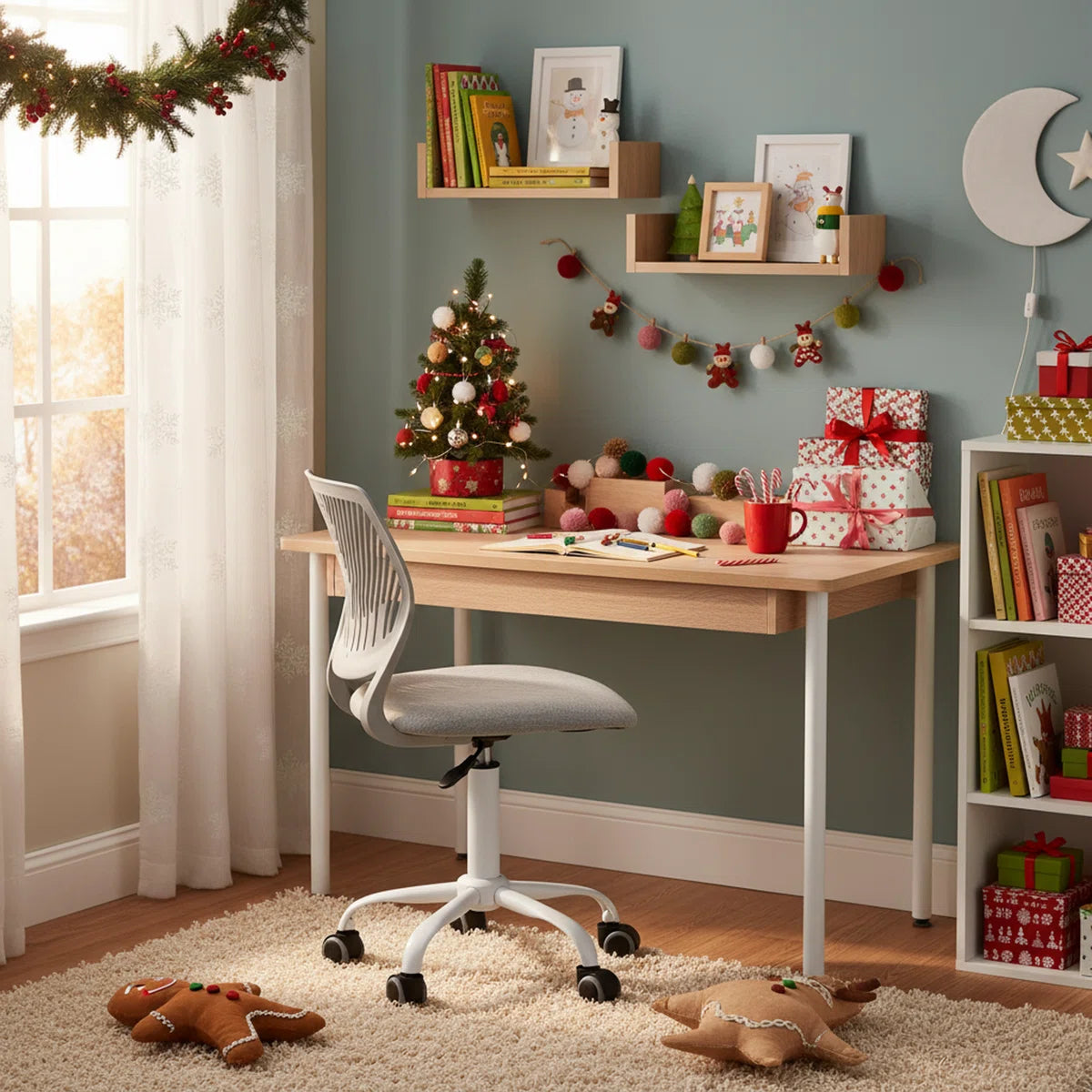 Elkland 360° Swivel Mesh Fabric Writing Office Task Chair with Height Adjustable for Teenager