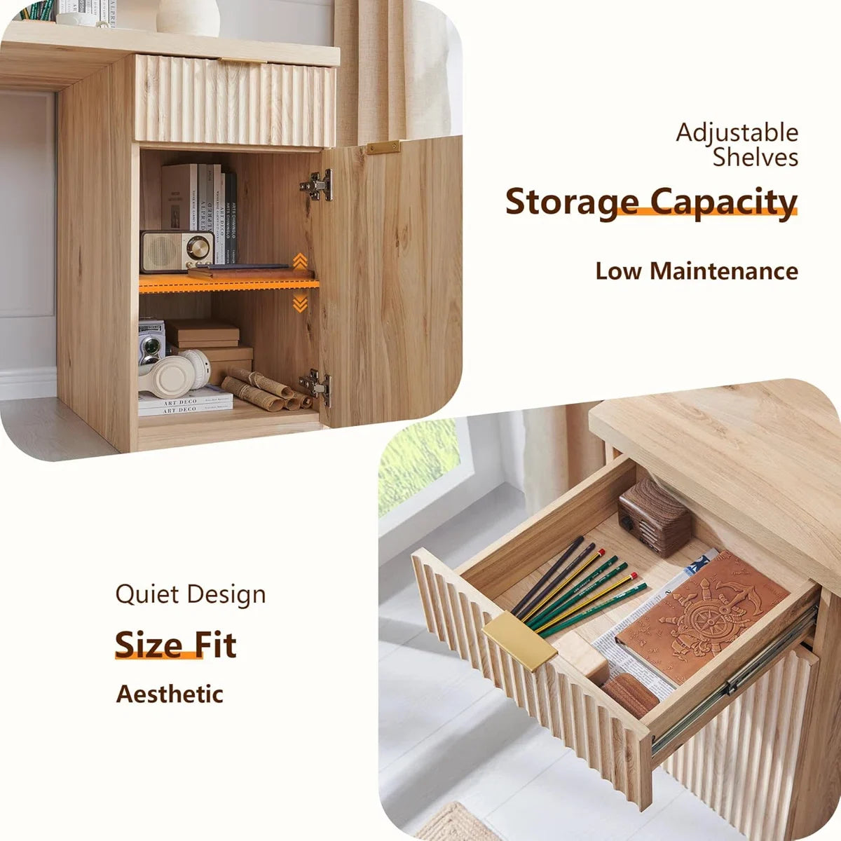 Modern Executive Desk With Storage, Wood Home Office Desk With Drawer & Cabinet