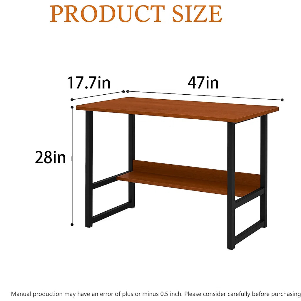 Simple Writing Desk With Storage Shelf, Minimalist Study Table For Small Spaces, Sturdy Engineered Wood Desktop, Home Office Desk 39.4" X 19.7", Easy Clean Surface