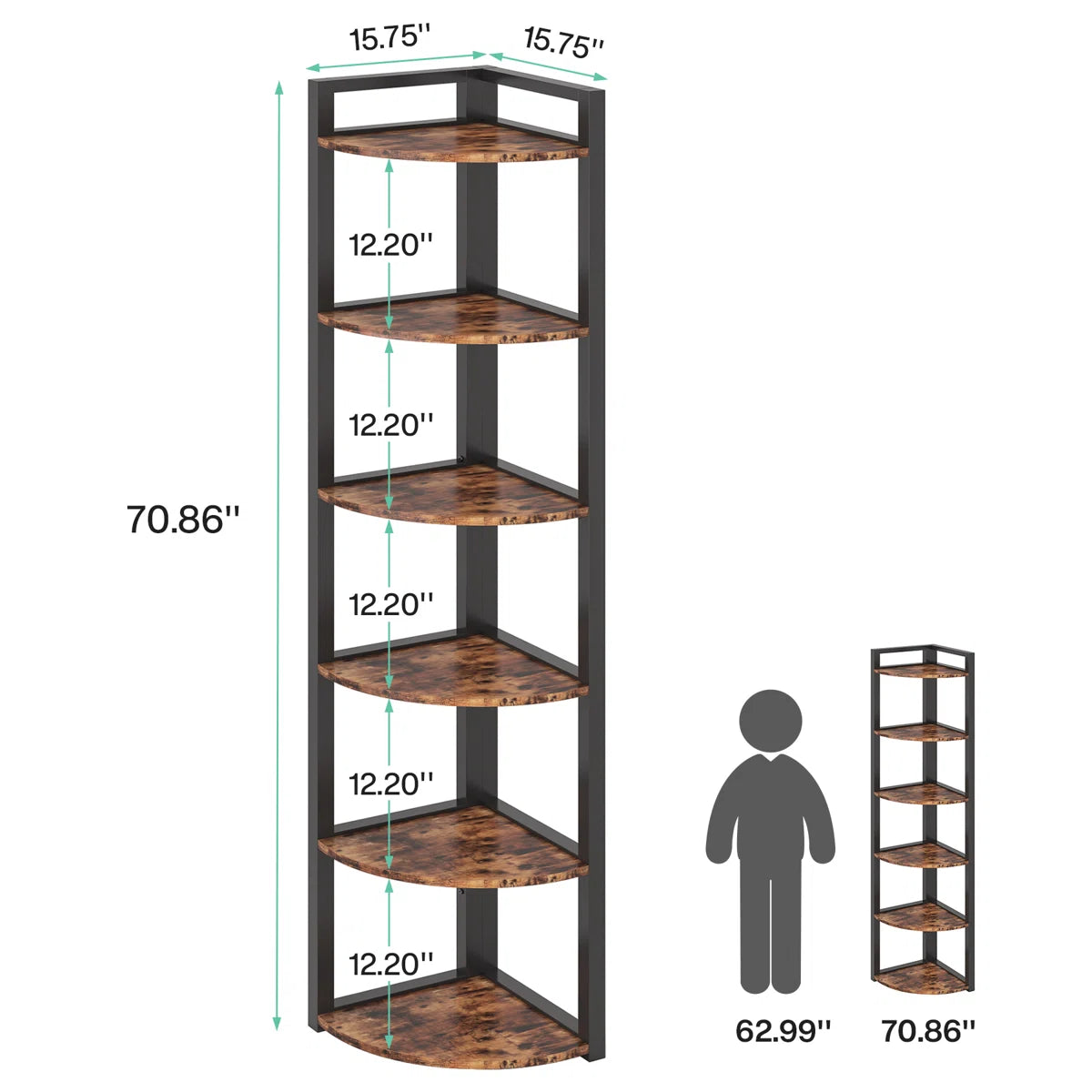 Melahat 70.86" H x 15.75" W Steel Corner Bookcase