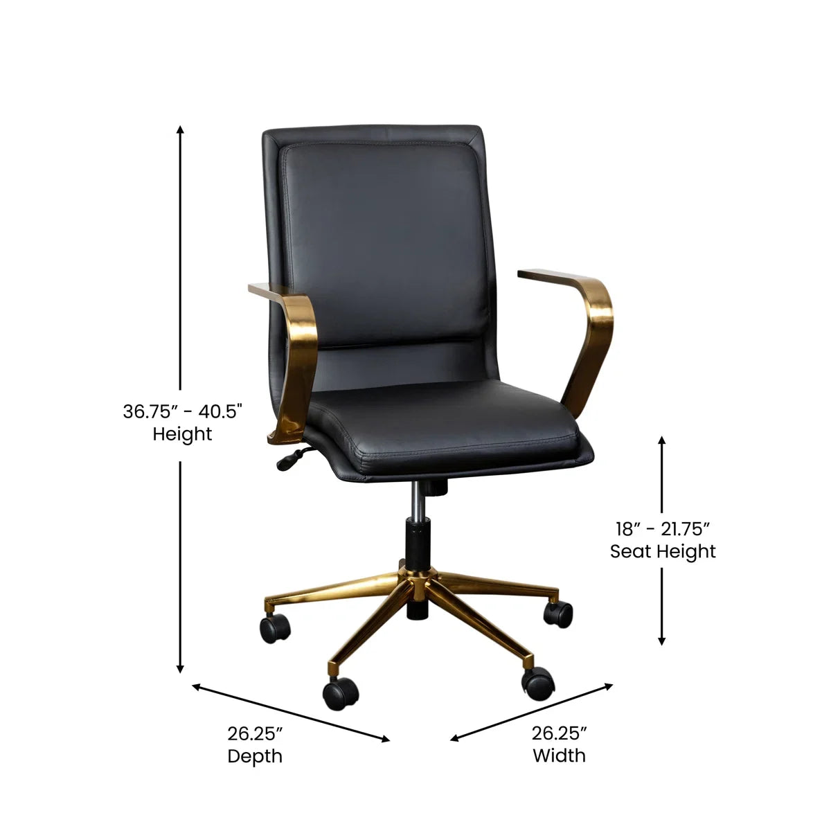 Mid-Back Designer Upholstered Swivel Executive Office Chair with Armrests