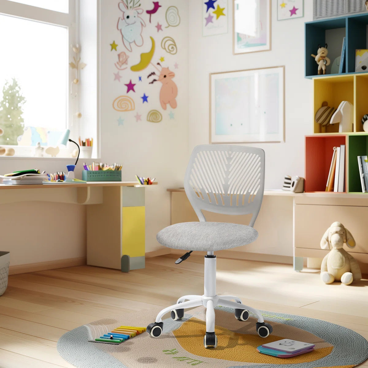 Elkland 360° Swivel Mesh Fabric Writing Office Task Chair with Height Adjustable for Teenager