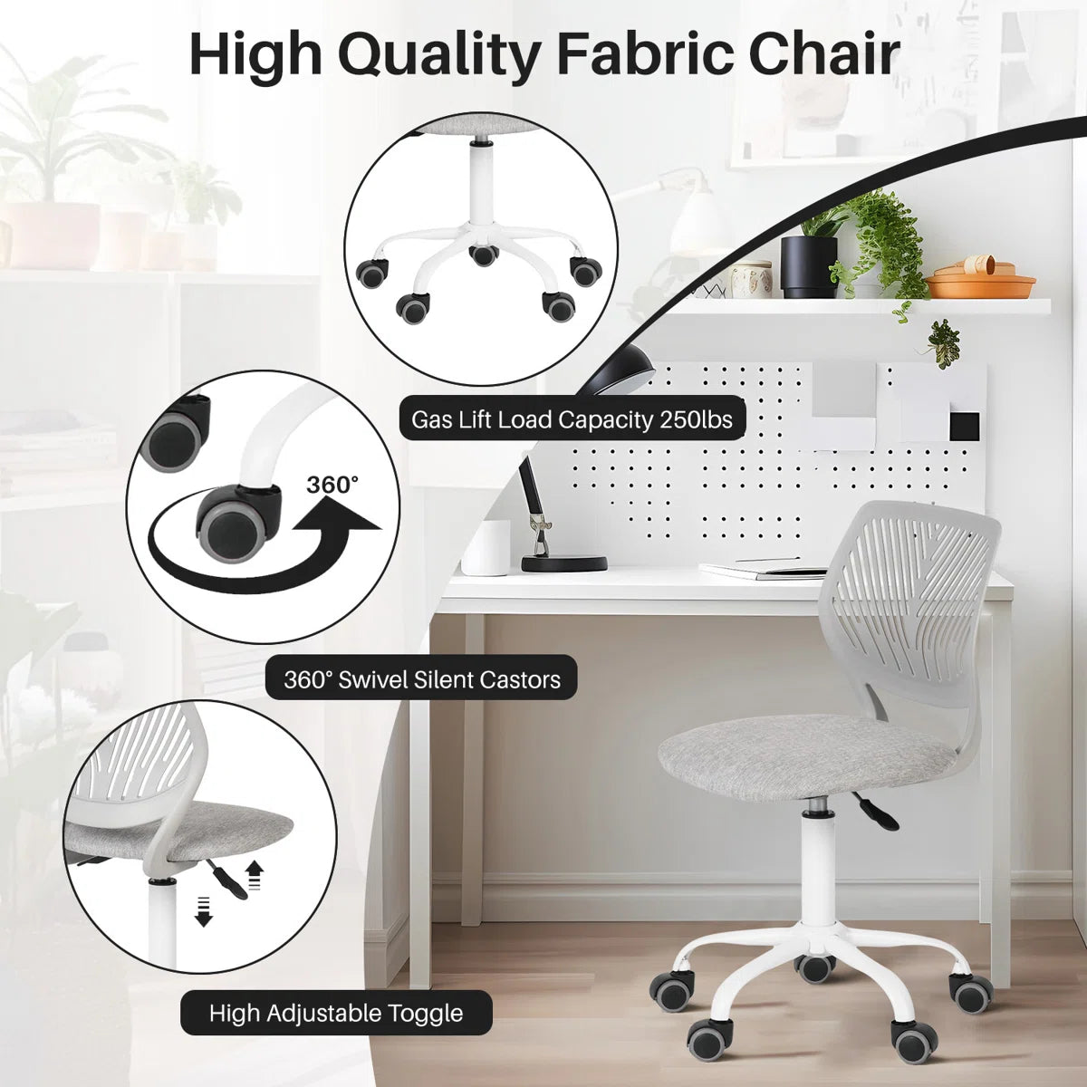 Elkland 360° Swivel Mesh Fabric Writing Office Task Chair with Height Adjustable for Teenager